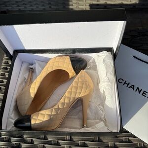 Chanel Quilted Two-Tone Heel Pumps